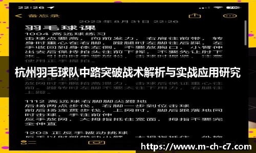 杭州羽毛球队中路突破战术解析与实战应用研究